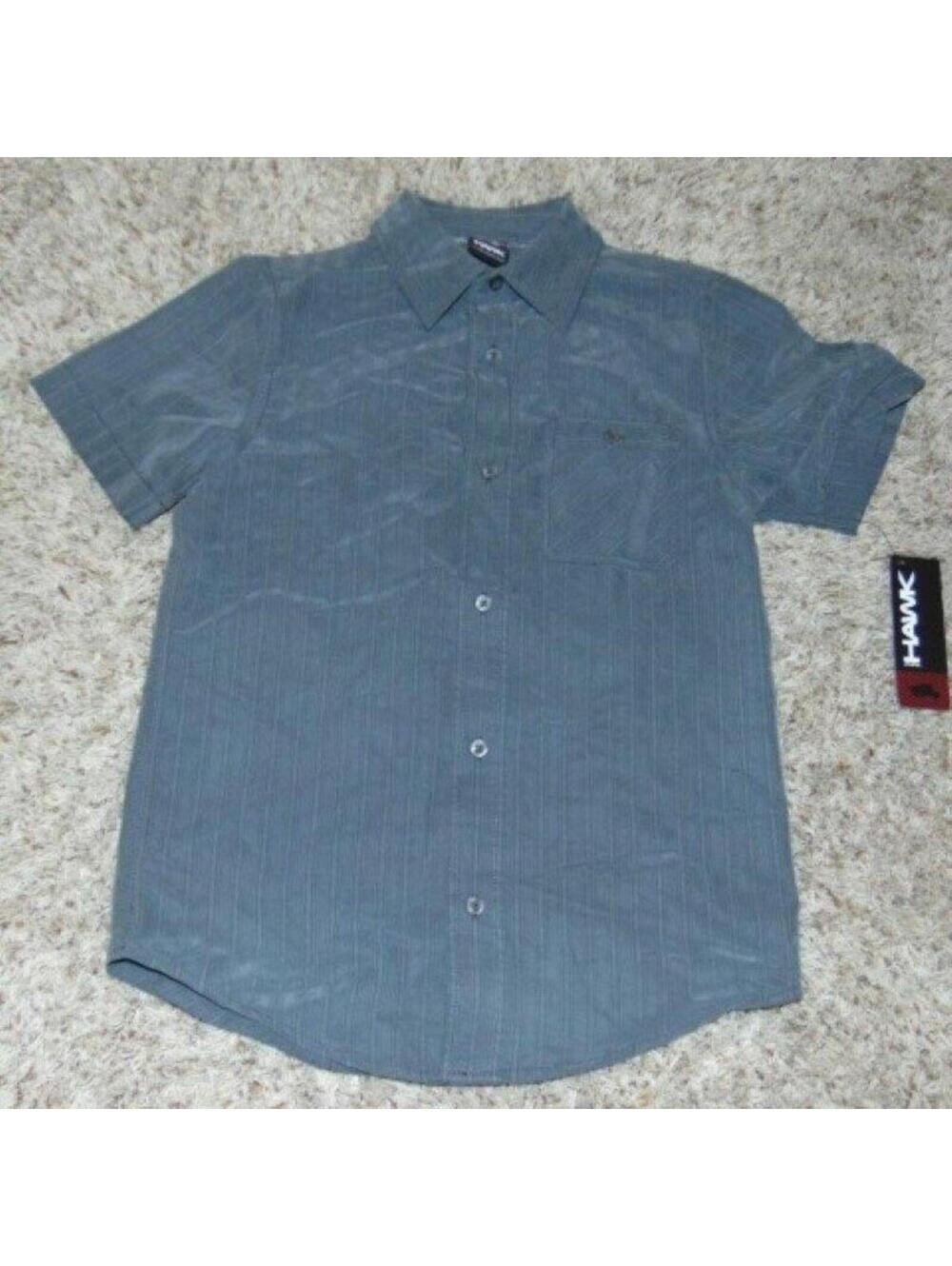 Tony Hawk Dress Shirt Boys M Gray Button Up Short Sleeve Woven